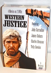 WESTERN JUSTICE: 4 Movies Carradine Bronson Coburn Savalas 2 DVD Set - Picture 1 of 4