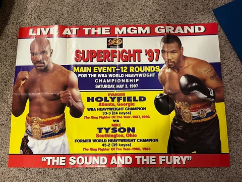 MIKE TYSON HOLYFIELD Poster 2 Sided 22 x 32 inch 1991 The Ring Magazine SPECIAL Cover