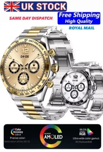 SUPER LUX MEN'S SMARTWATCH AMOLED STEEL BT CALL WATERPROOF FITNESS HEALTH SENSOR - Picture 1 of 57