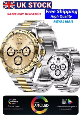 SUPER LUX MEN'S SMARTWATCH AMOLED STEEL BT CALL WATERPROOF FITNESS HEALTH SENSOR - Image 1 of 4