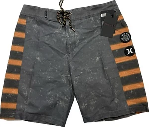 Hurley Roland Sands Moto Beach Charcoal Length 18" Swim Board Shorts Size 29 - Picture 1 of 9