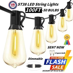 Außen LED Lichterkette - LED dimmbar ST38 warm Edison Lichterkette wasserdicht - Bild 1 von 27