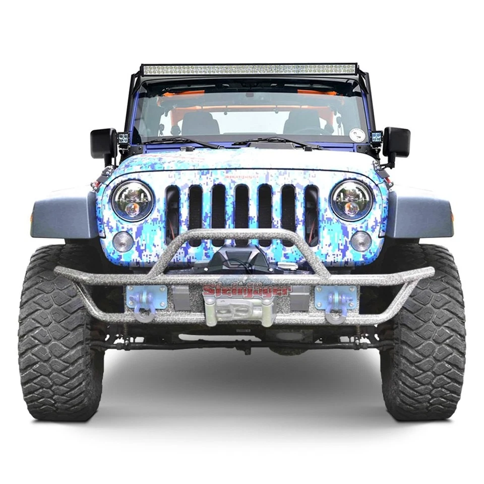 For Jeep Wrangler JK 18 Bumper Full Width Gray Hammertone Front Winch Tubular Foto 1 de 1