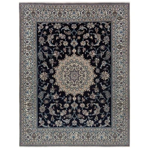 Nain 9la 245x192 cm Handgeknüpfter Perserteppich Wolle Orient Carpet Rug Blau - Picture 1 of 9