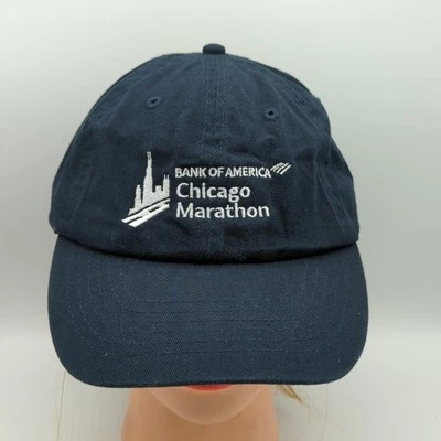 Bank Of America Chicago Marathon Running Hat Cap Navy Blue 100% Cotton - Image 1 of 4