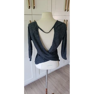 American Eagle Shirt Womens XS Gray Lightweight Open Back Long Sleeve Sexy Top - Picture 1 of 7