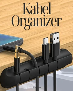 Ladekabel Halter Schreibtisch USB Kabel Organizer Management Schwarz Silikon - Bild 1 von 2