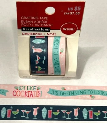 Recollections Christmas Washi craft Tape Set 565299 cocktails drinks party - Image 1 of 3
