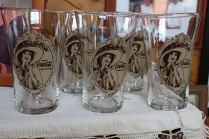 5 Vintage Coca Cola The Archives Re-Creation Flair 16 oz Drinking Glasses Oval - Picture 1 of 3