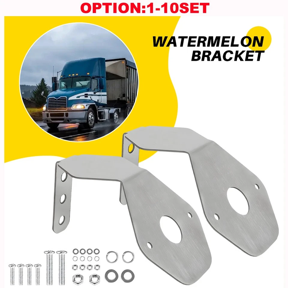 Watermelon Side Marker Mirror Signal Angled Light Bracket For Semi Truck Trailer - Image 1 of 1