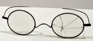 Antique Iron Wire Rimmed Oval Eyeglasses w/One Cracked Lense No Marks - Picture 1 of 4