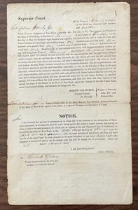 Documento Legale Firmato Martin Van Buren Procuratore Generale dello Stato di Nuovo - Foto 1 di 3