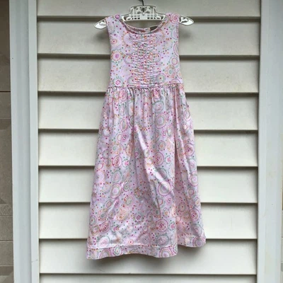 Vestido Laura Ashley Niñas Talla 6 Rosa Verde Sin Mangas Calado Lunares Forrado Faja de Corbata Foto 1 de 4