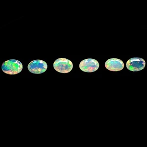4.40 Ct (6 Pcs ) Amusing Oval (Mix mm) Multi Color Facetted Rainbow Opal Gems - Picture 1 of 7