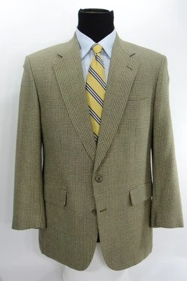 Chaqueta Abrigo Deportivo Aquascutum 52% Seda 48% Lana 2 Btn Glen Cuadros Beige Verde 40 R Foto 1 de 4