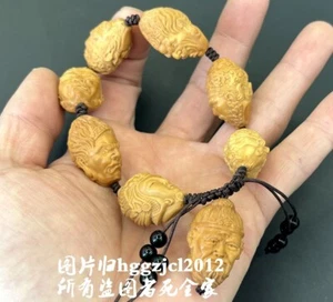 Olive Nut Carved Taoism Deity Deification Legend Bracelet Beads Chain Handcraft - Picture 1 of 5