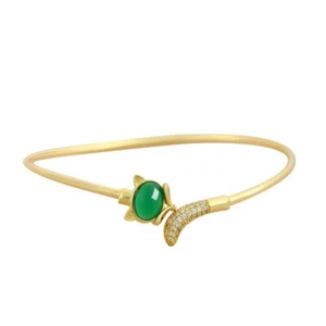 Chinesischer Jade Fuchs Armreif - elegantes vergoldetes Armband mit Jade und Diamant - Bild 1 von 4