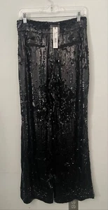 ALICE & OLIVIA black over all sequined wide leg pants~6~NWT~RETAIL $595~FABULOUS - Picture 1 of 2