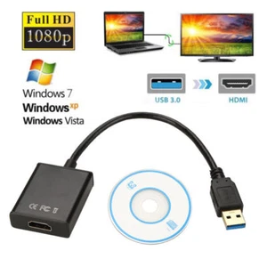 USB 3.0 To HDMI TV 1080P Video Cable Adapter Converter For Windows Laptop HDTV - Picture 1 of 34