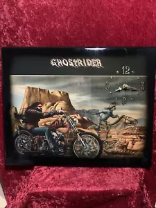 Ghost Rider David Mann Wood Clock Vintage 70s Harley **WORKS** 20”x16” - Picture 1 of 2