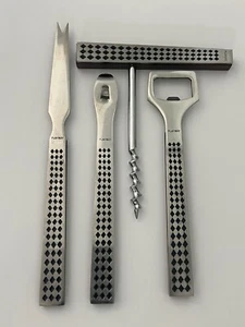Vintage Playboy 4-Piece Stainless Steel & Teak Bar Set Japan - Picture 1 of 5