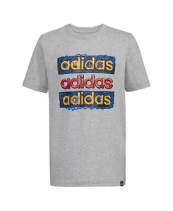 adidas Big Boys Short Sleeve Double Stack Heather T-Shirt Size Large - Picture 1 of 1