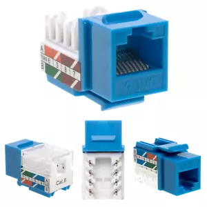 50 Stck. Cat6 Punchdown Keystone Jack blau 45 Grad Winkel Ethernet Netzwerk PACK - Bild 1 von 10
