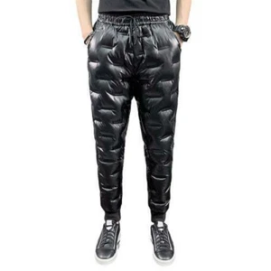 Pantalones de esquí brillantes para hombre al aire libre ajustados de algodón gruesos pantalones deportivos de ocio - Imagen 1 de 3