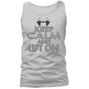 Bleiben Sie ruhig & heben Sie an. Fitnessstudio Übung lustiger Witz Humor Grafik Tank Top - Bild 1 von 8
