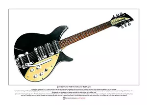John Lennon's 1958 Rickenbacker 325 Capri Limited Edition Fine Art Print A3 size - Picture 1 of 3