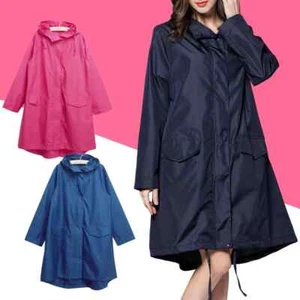 Windbreaker Rain Clothes Hooded Poncho Portable Windproof Zipper Rainwear Adult - Picture 1 of 28
