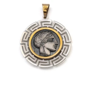 Goddess Athena Coin – 14k Gold Sterling Silver - Afbeelding 1 van 8