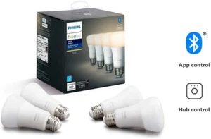 Ampoule intelligente Philips Hue blanche Pack de 4 A19 DEL Bluetooth & Zigbee - Photo 1 sur 4