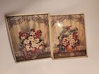 2 Vintage Convex Glass Reverse Floral Framed Pictures Victoria Benton Style