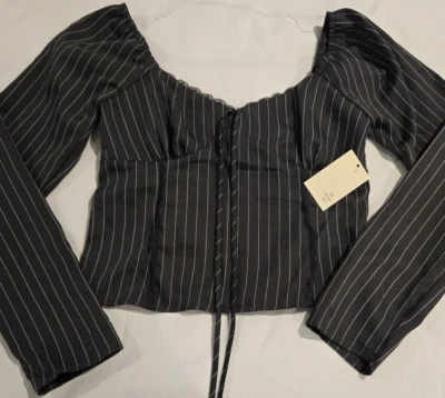 Nuevo con etiquetas Pullover recortado para mujer PIE IN THE SKY manga larga cuello en V espalda ajustada XL Foto 1 de 4