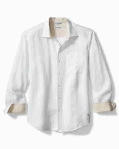 Camisa Tommy Bahama Ventana de lino a cuadros para hombre XXL 2XL blanca $128 L/S nueva con etiquetas - Imagen 1 de 9