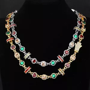 Collana Catena Tennis Personalizzata Bracciale Gemme Colorate Gioielli Uomo Donna Regalo - Foto 1 di 22