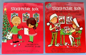Vintage 2 Hallmark Christmas Sticker-Picture Books Lick & Stick UNUSED - Bild 1 von 11