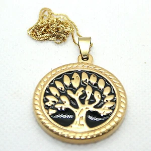 COLGANTE Roble Tono Oro Amarillo Árbol de la Sabiduría y Collar Cadena 0,925 18" ¡NUEVO! - Imagen 1 de 4