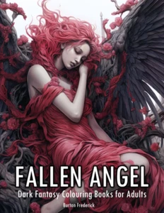 Fallen Angel: Dark Fantasy Colouring Books for Adults - 50 Illustrations of Dark - Picture 1 of 2