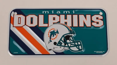 Letrero de hojalata de metal mini matrícula etiqueta bicicleta bicicleta Miami Dolphins años 90 de colección Foto 1 de 4