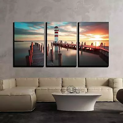 Wall26 - Ocean Lighthouse - Canvas Art Wall Home Decor - 16"x24"x3 Panels - Image 1 of 3