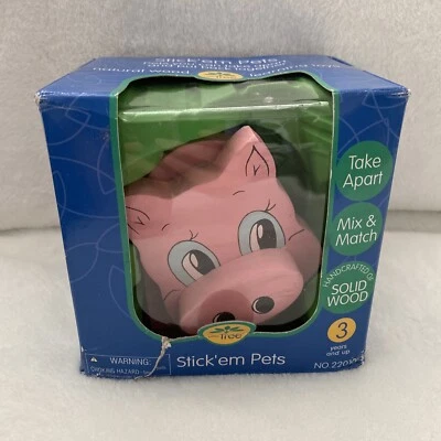 Stick ‘em Pets Pig Solid Wood. Little Tree Learning Toy - Image 1 of 4