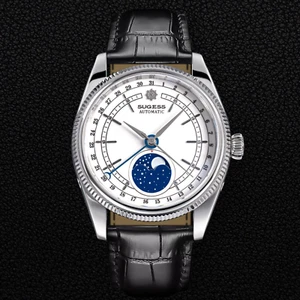 Seagull Sugess ST2108 White Automatic Moon Phase Sapphire Display Hi Beat 1963 - Picture 1 of 13