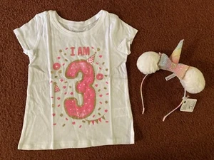 TCP Toddler Girl Third Birthday Shirt "I Am 3" Three Years Old & Headband NWT - Picture 1 of 3