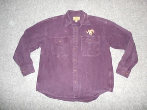 CABELA'S DEERSKIN RAM LOGO CHAMOIS VTG 90'S MENS XL PURPLE BUTTON SHIRT A6 - Bild 1 von 3