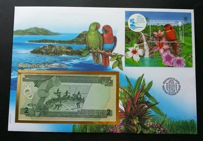 Pájaro de las Islas Salomón 1995 loro mascota fauna flor FDC (cubierta del billete) *escaneo c Foto 1 de 4