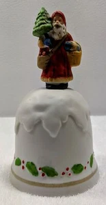 Campana de Navidad de porcelana marca ENESCO Santa Claus Holly vintage  - Imagen 1 de 8
