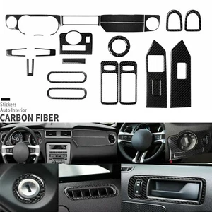 22Pcs Real Carbon Fiber Full Set Interior Decor Cover For Ford Mustang 2009-2014 - Imagen 1 de 21