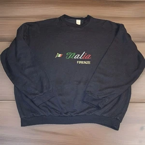 Italia Firenze Sweatshirt Vintage 90s Navy Embroidered Flag Pullover Made in... - Picture 1 of 6